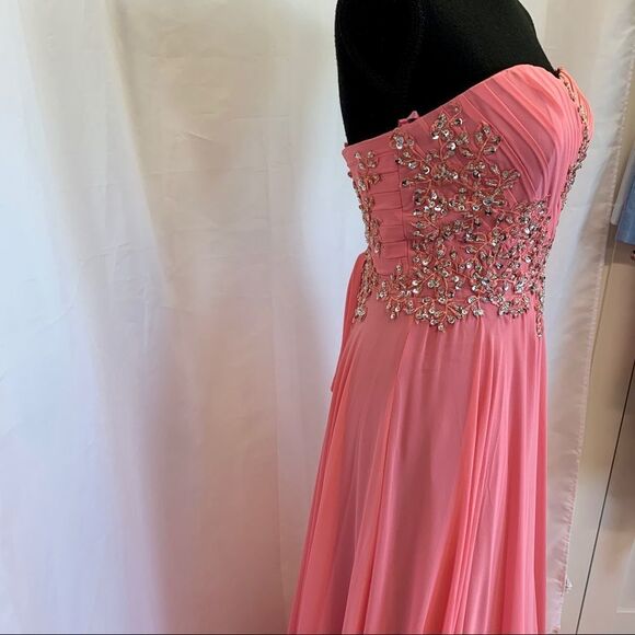 ANNA Rose pink sleeveless sequin beaded sweetheart prom bridesmaid gown🔥 - Picture 6 of 15